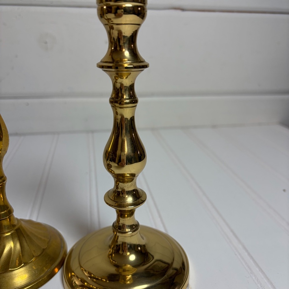 Vintage Brass Candlestick Holders Set of 3 - Picture 3 of 7